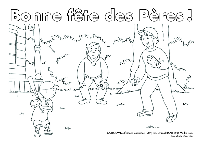Coloriage Bonne Fête Des Pères Cartes De Souhait Caillou - Caillou à imprimer